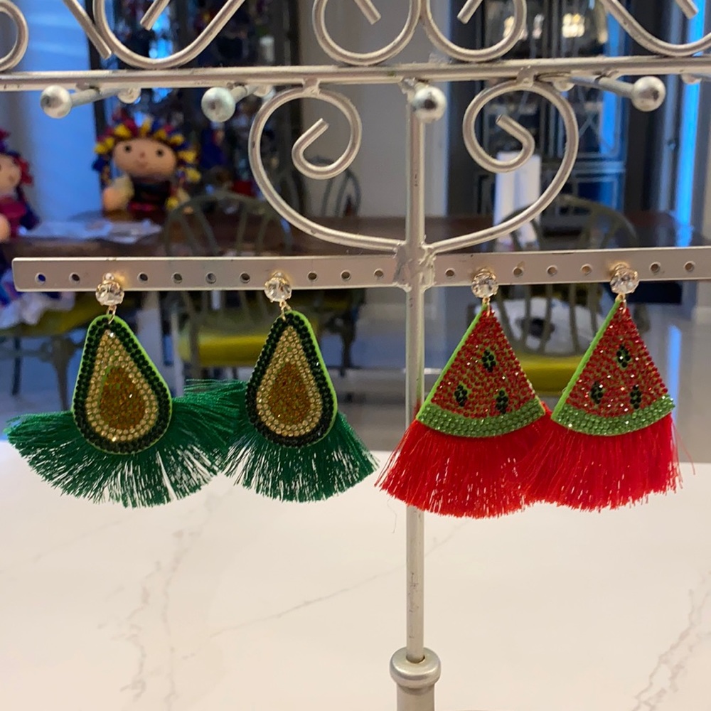Avocado earrings and watermelon earrings